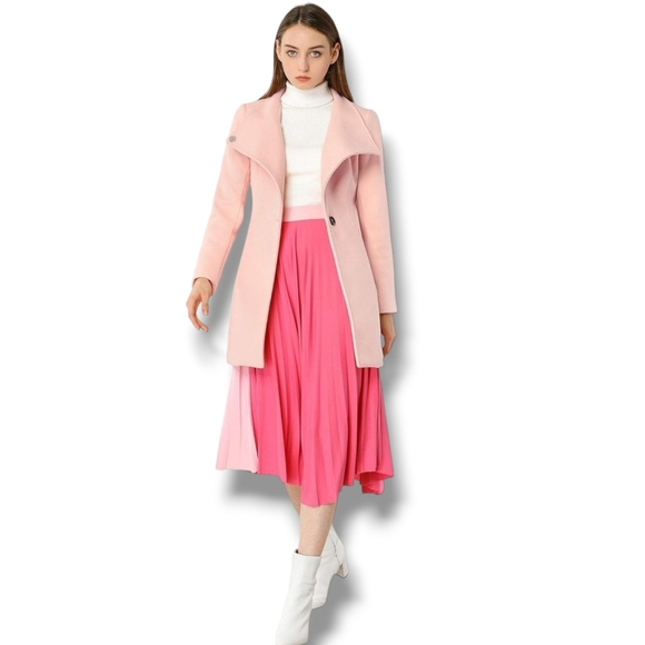 NWOT Allegra K Women's Classic Stand Collar Long Sleeve Winter Belted Long Coat - Picture 5 of 16